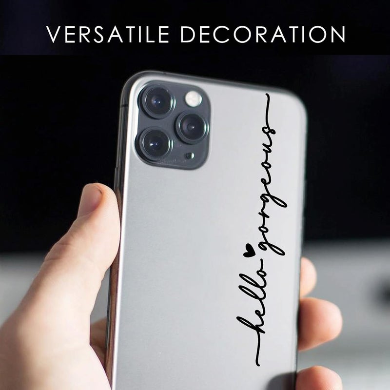 CYLDGNS 3 x Car Rear Mirror Vinyl Decal Stickers Water Bottle Decor Cute Laptop Sticker Aesthetic Tumbler Positive Affirmation Decal Car Rearview for Women Gift for Her (Black, Hello Gorgeous) - Image 5